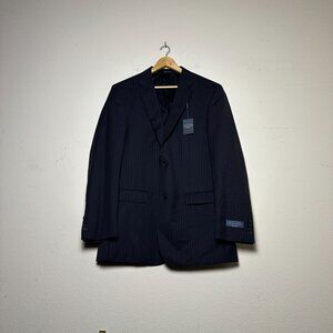 NWT Pronto Uomo Men 44XL Black Pinstripe Wool Platinum Blazer Sport Coat Jacket